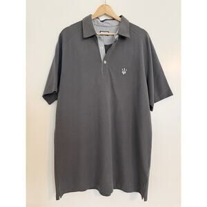 Maserati Mens Gray Embroidered Logo Short Sleeve Polo Shirt Size 3XL